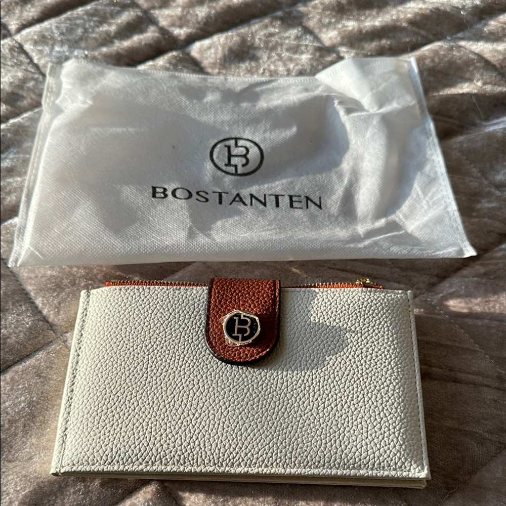 Preowned-BOSTANTEN creamish and Brown Wallet